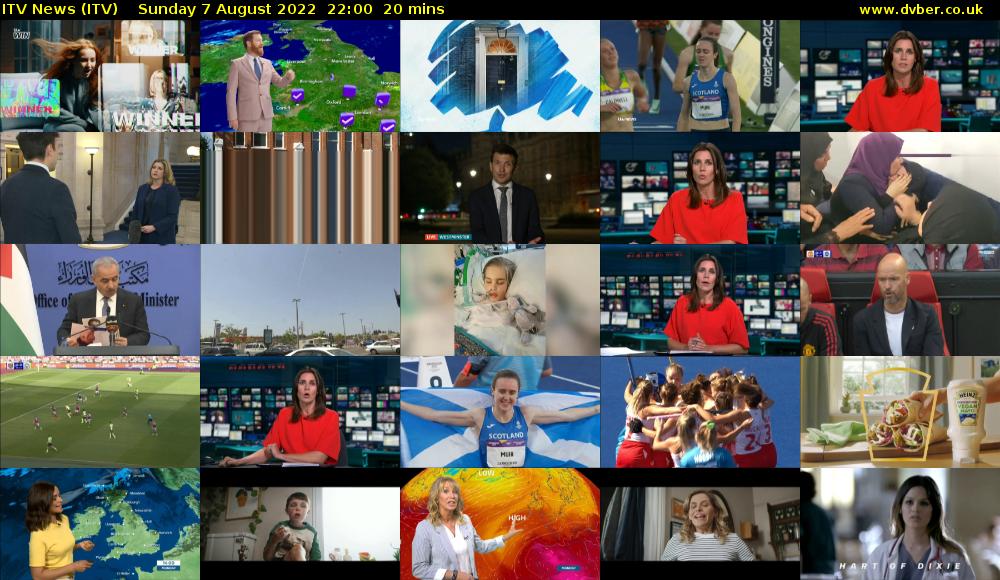 ITV News (ITV) Sunday 7 August 2022 22:00 - 22:20