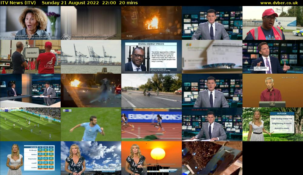 ITV News (ITV) Sunday 21 August 2022 22:00 - 22:20