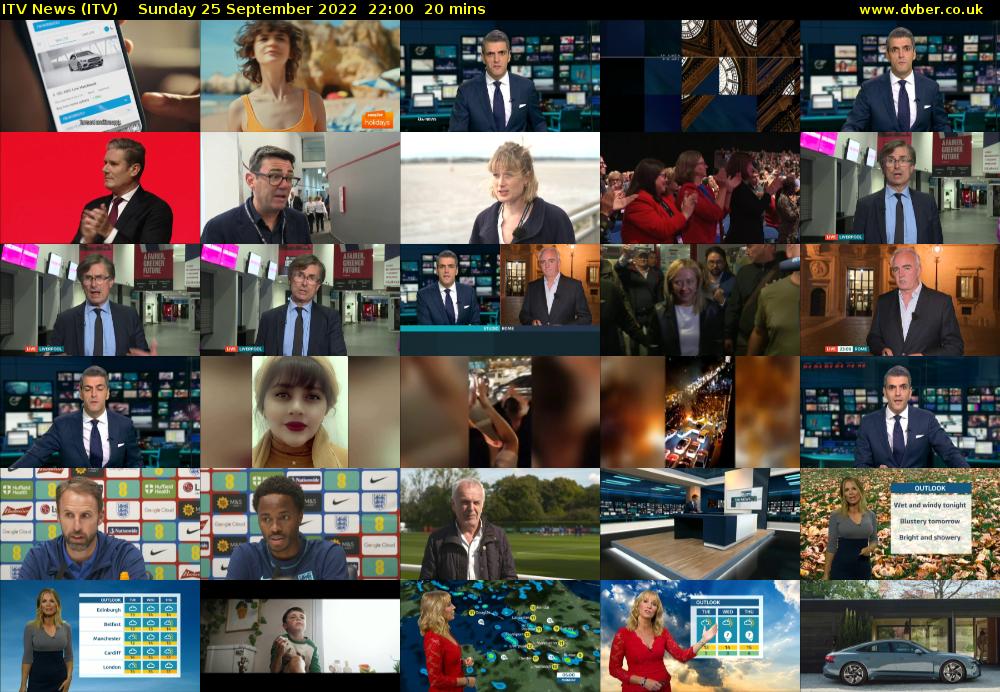 ITV News (ITV) Sunday 25 September 2022 22:00 - 22:20
