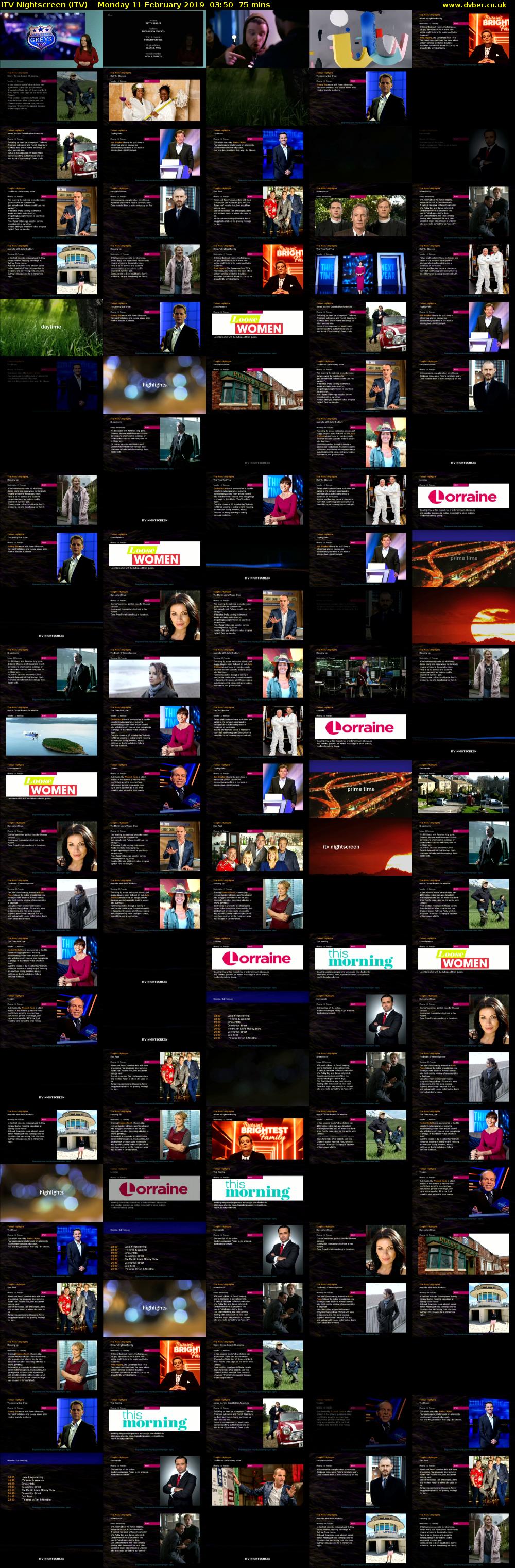 ITV Nightscreen (ITV) Monday 11 February 2019 03:50 - 05:05