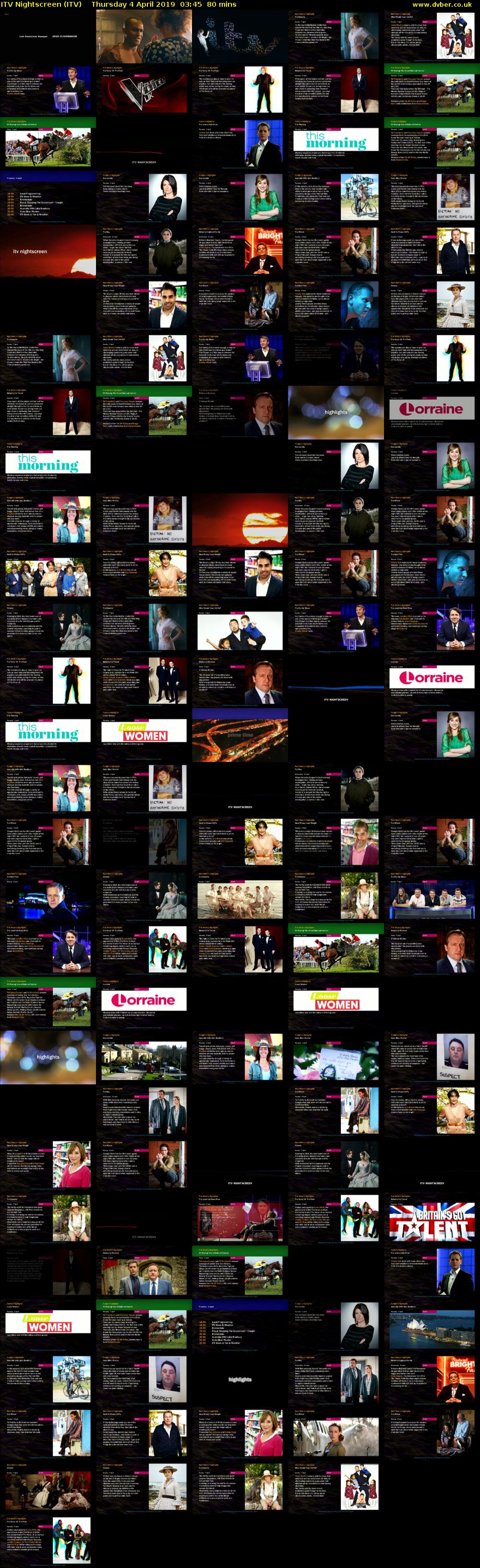 ITV Nightscreen (ITV) Thursday 4 April 2019 03:45 - 05:05