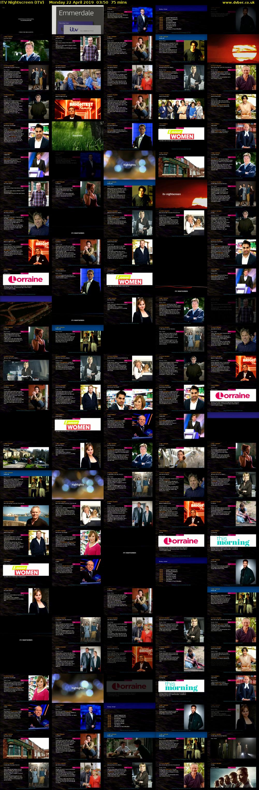 ITV Nightscreen (ITV) Monday 22 April 2019 03:50 - 05:05