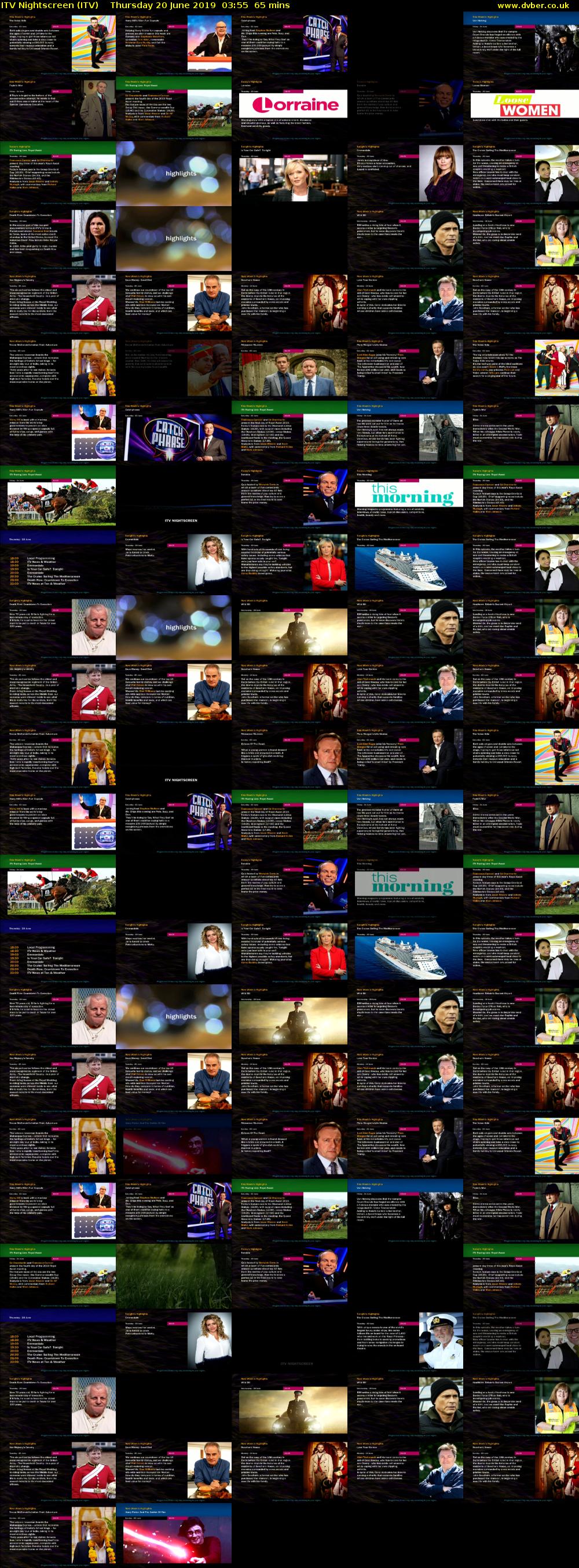 ITV Nightscreen (ITV) Thursday 20 June 2019 03:55 - 05:00