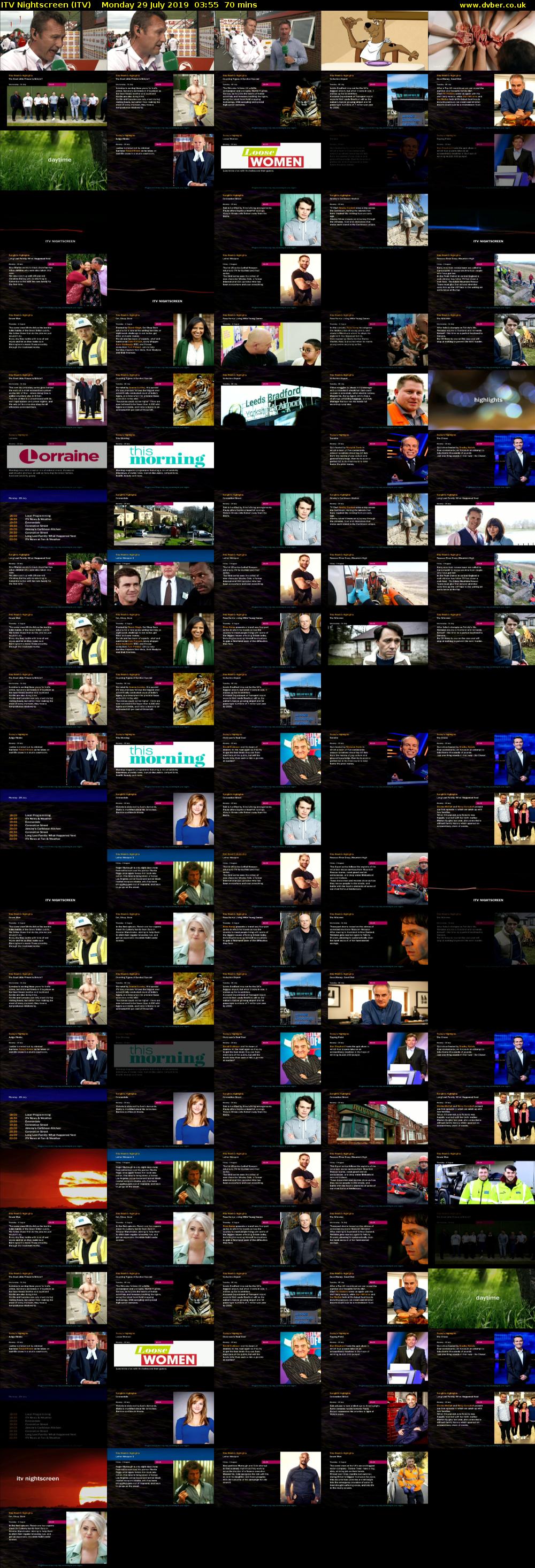ITV Nightscreen (ITV) Monday 29 July 2019 03:55 - 05:05