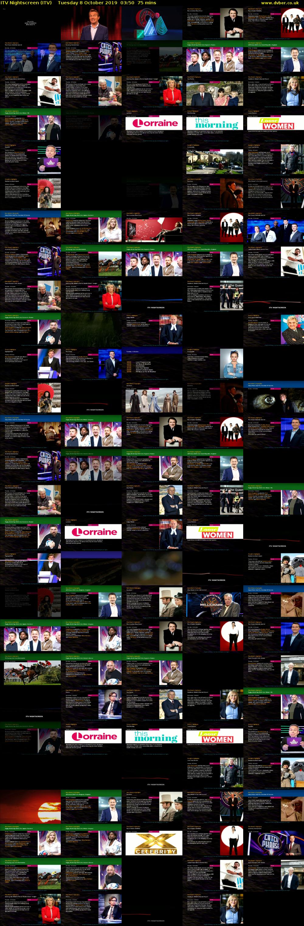 ITV Nightscreen (ITV) Tuesday 8 October 2019 03:50 - 05:05