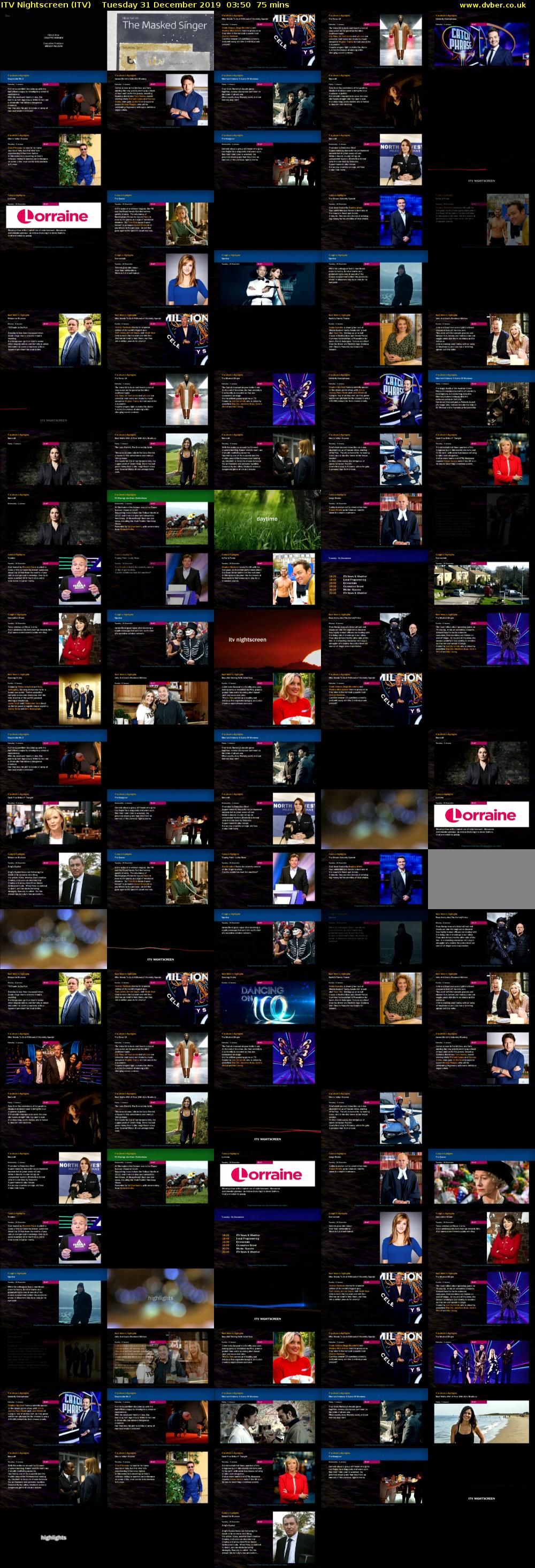 ITV Nightscreen (ITV) Tuesday 31 December 2019 03:50 - 05:05