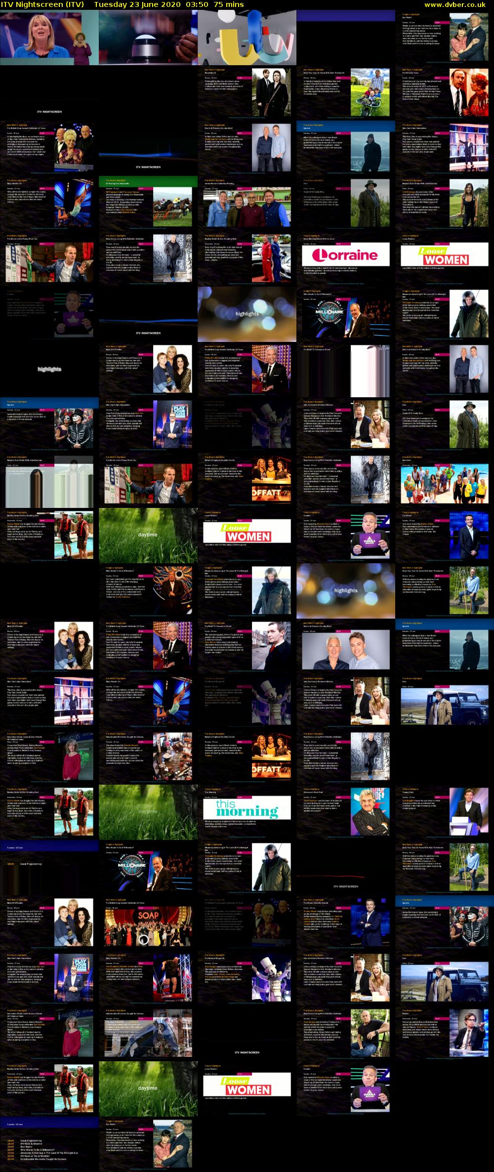 ITV Nightscreen (ITV) Tuesday 23 June 2020 03:50 - 05:05