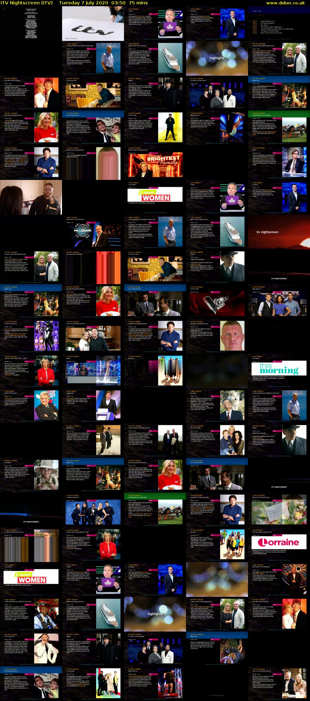 ITV Nightscreen (ITV) Tuesday 7 July 2020 03:50 - 05:05