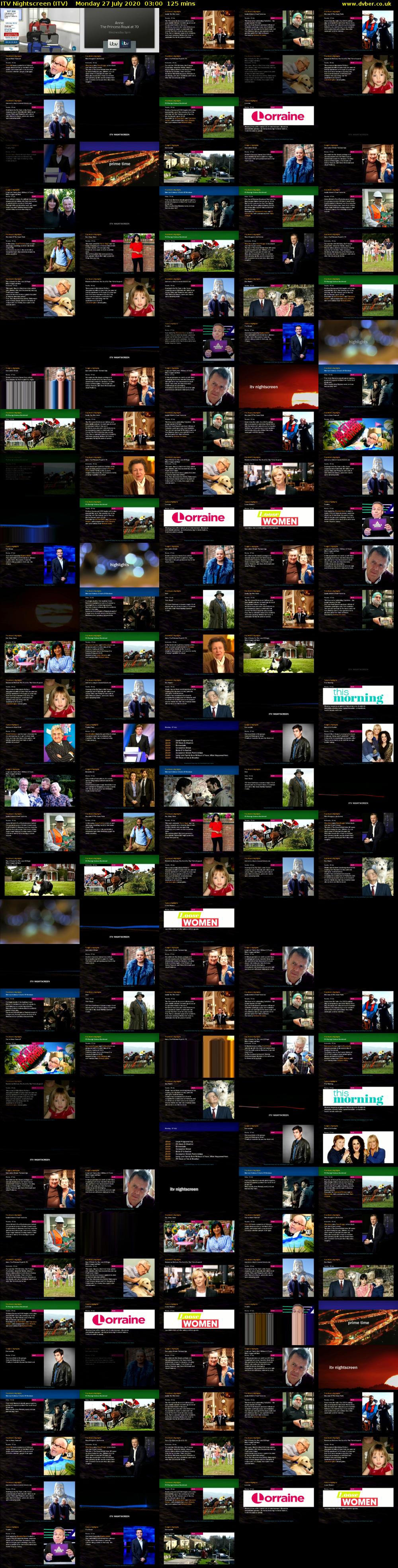 ITV Nightscreen (ITV) Monday 27 July 2020 03:00 - 05:05