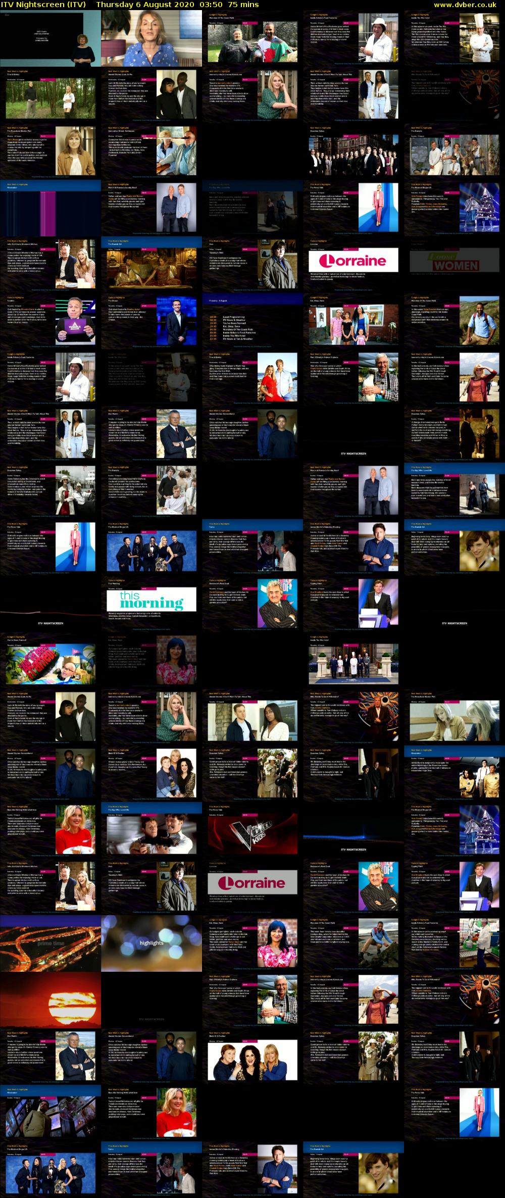 ITV Nightscreen (ITV) Thursday 6 August 2020 03:50 - 05:05