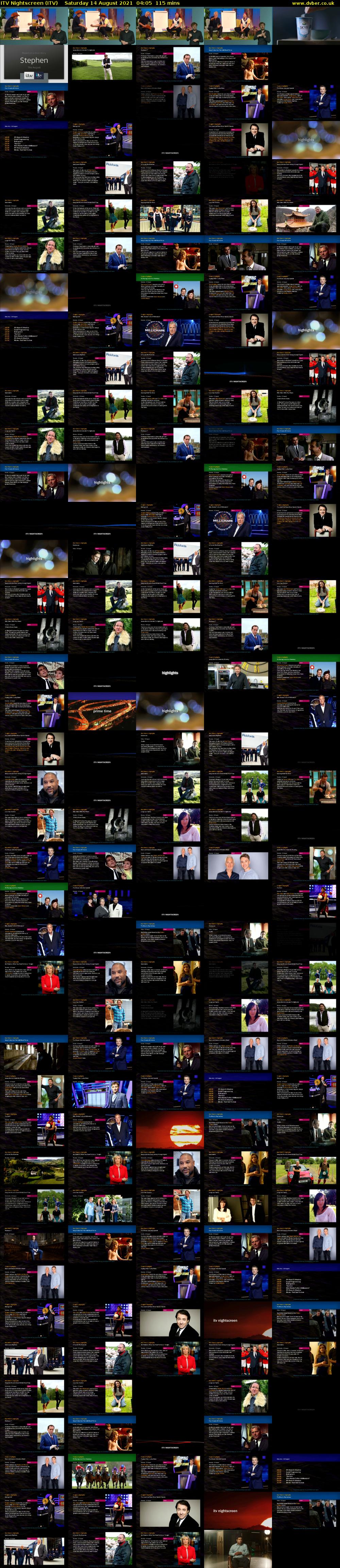 ITV Nightscreen (ITV) Saturday 14 August 2021 04:05 - 06:00
