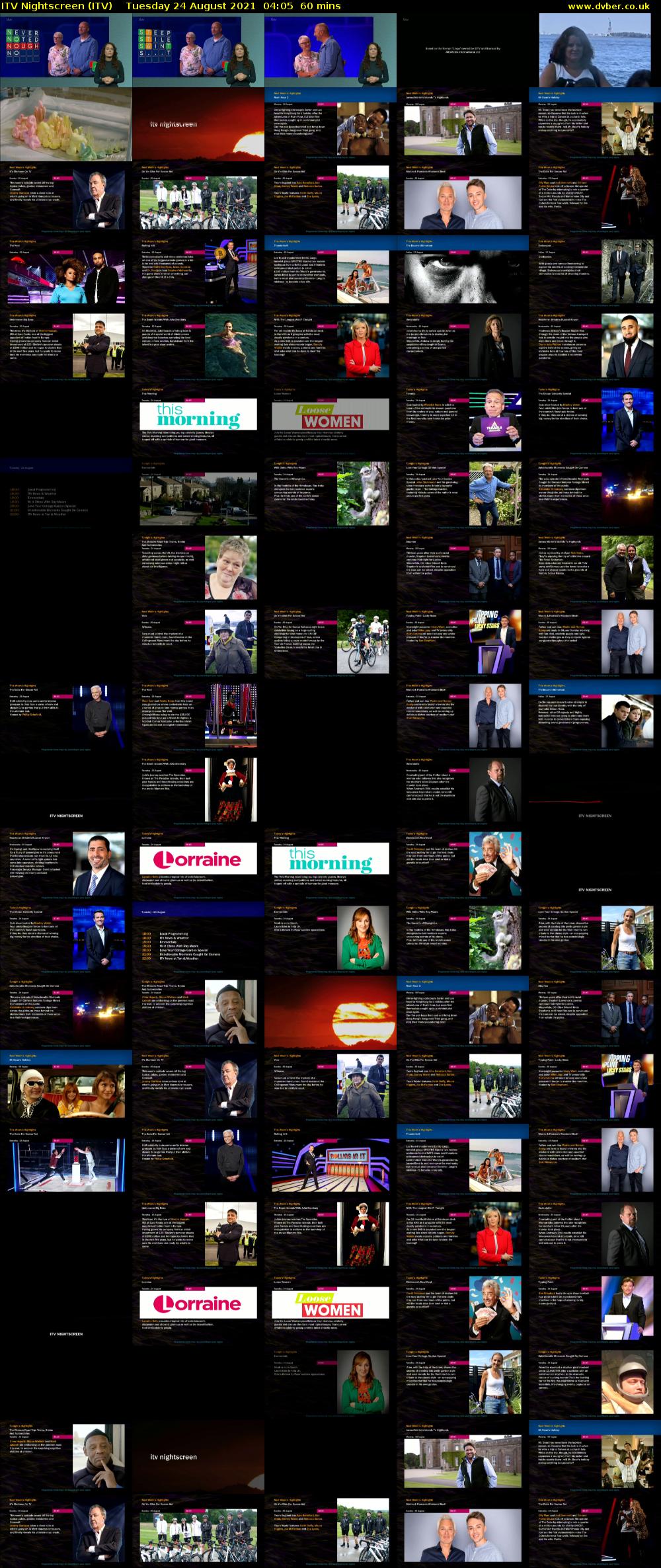 ITV Nightscreen (ITV) Tuesday 24 August 2021 04:05 - 05:05
