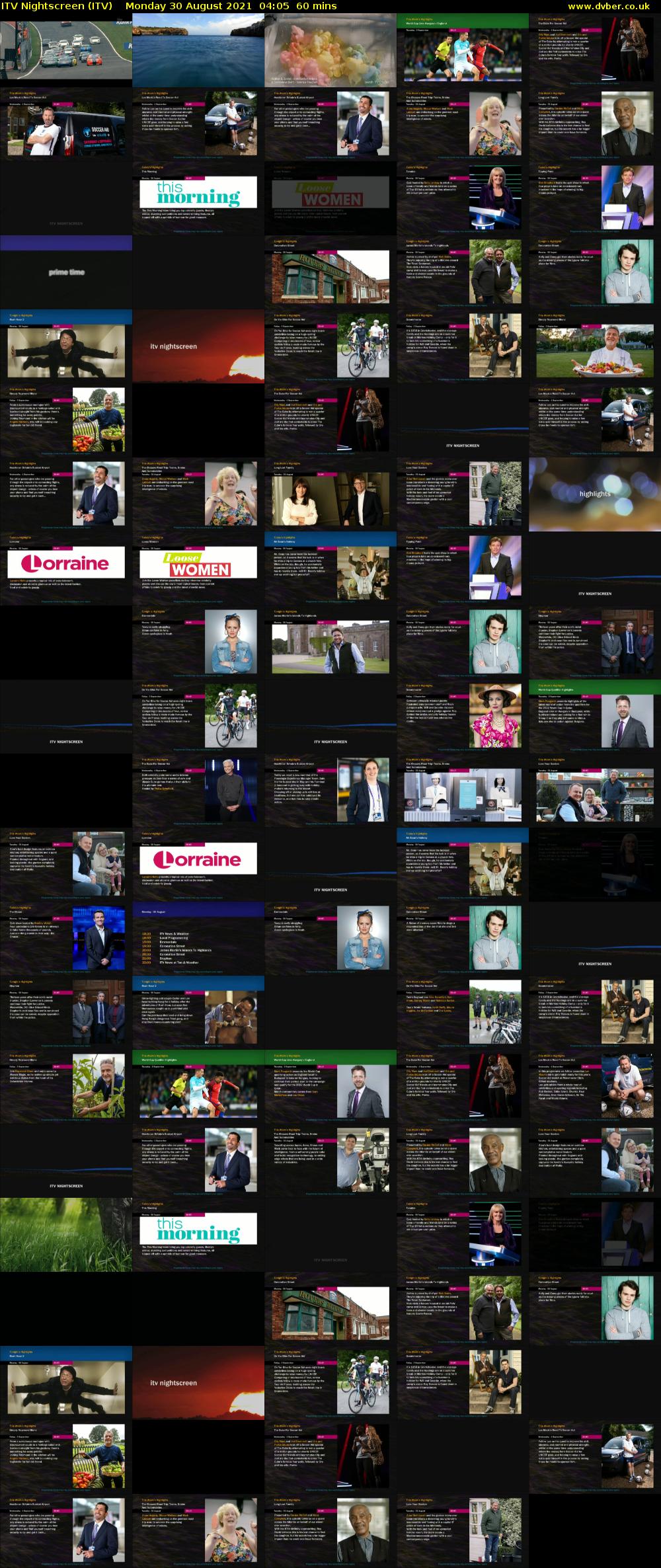 ITV Nightscreen (ITV) Monday 30 August 2021 04:05 - 05:05