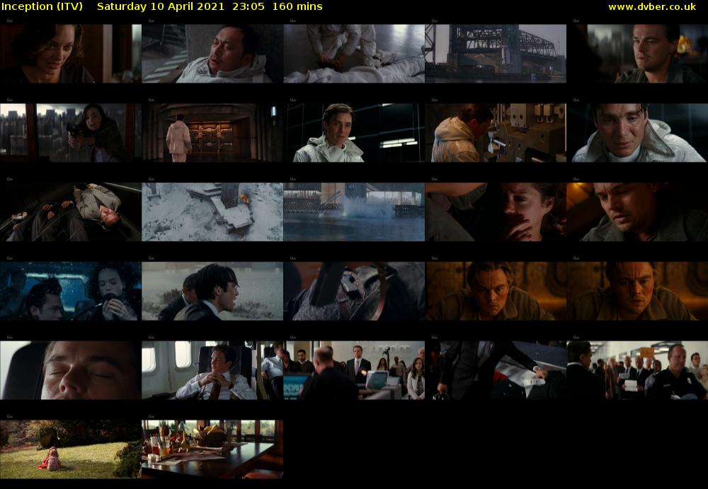 Inception (ITV) Saturday 10 April 2021 23:05 - 01:45