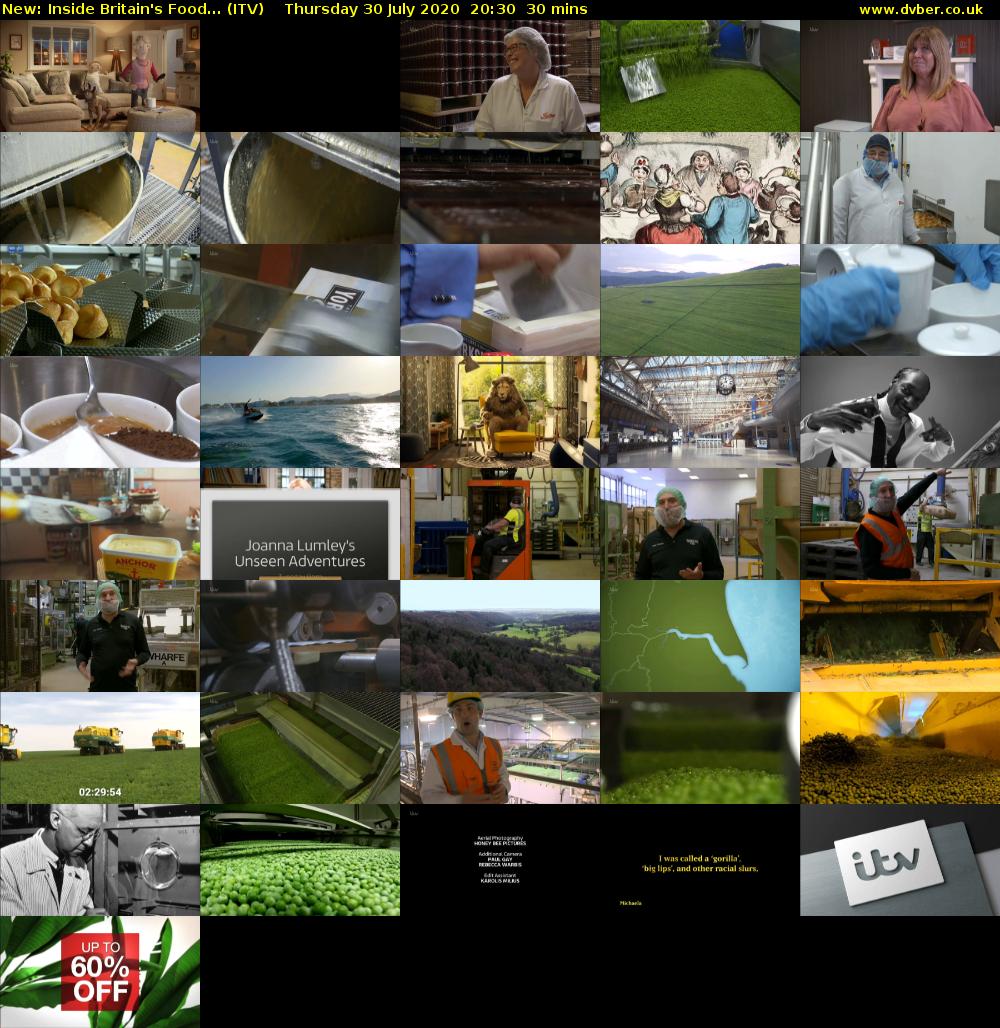 Inside Britain's Food... (ITV) Thursday 30 July 2020 20:30 - 21:00