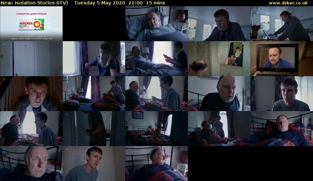 Isolation Stories (ITV) Tuesday 5 May 2020 21:00 - 21:15