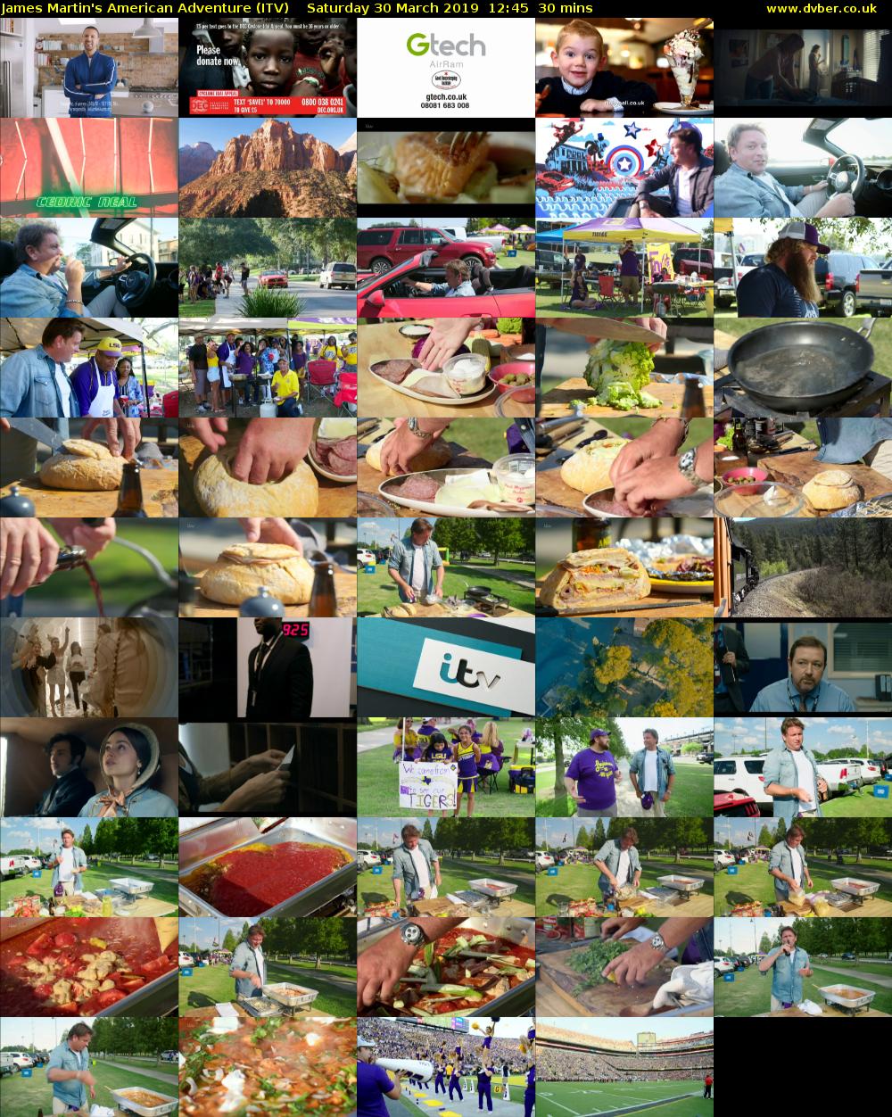 James Martin's American Adventure (ITV) Saturday 30 March 2019 12:45 - 13:15