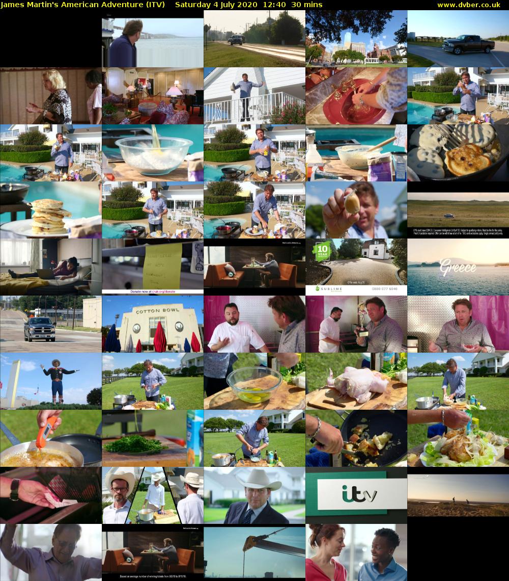 James Martin's American Adventure (ITV) Saturday 4 July 2020 12:40 - 13:10