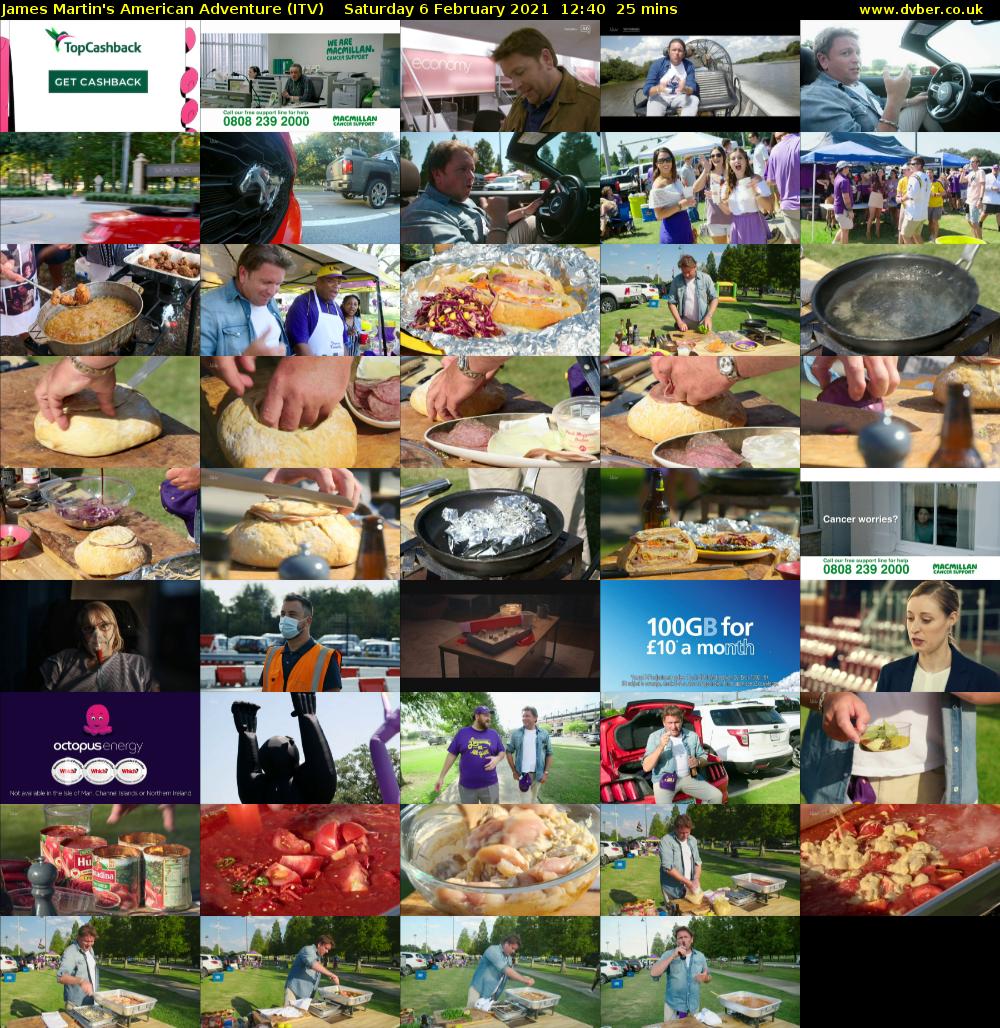 James Martin's American Adventure (ITV) Saturday 6 February 2021 12:40 - 13:05