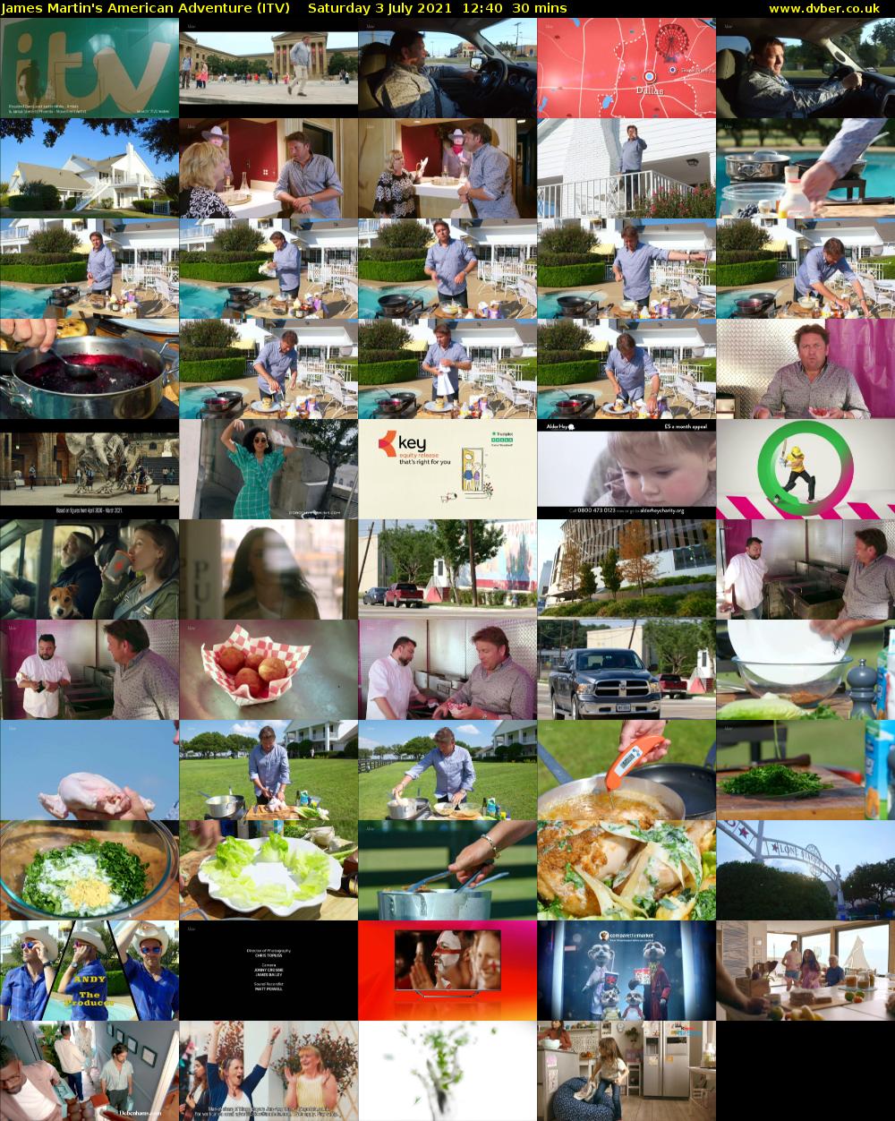 James Martin's American Adventure (ITV) Saturday 3 July 2021 12:40 - 13:10