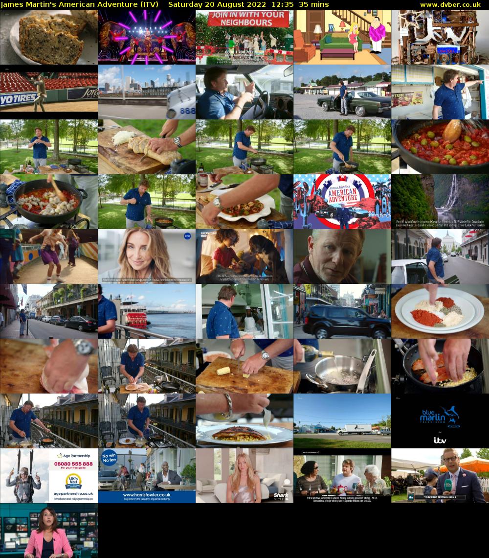 James Martin's American Adventure (ITV) Saturday 20 August 2022 12:35 - 13:10