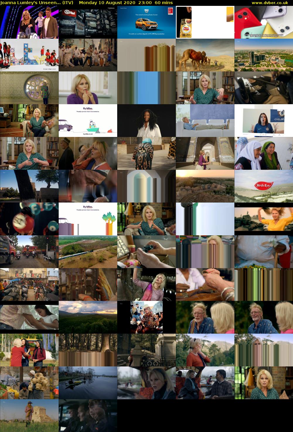 Joanna Lumley's Unseen... (ITV) Monday 10 August 2020 23:00 - 00:00