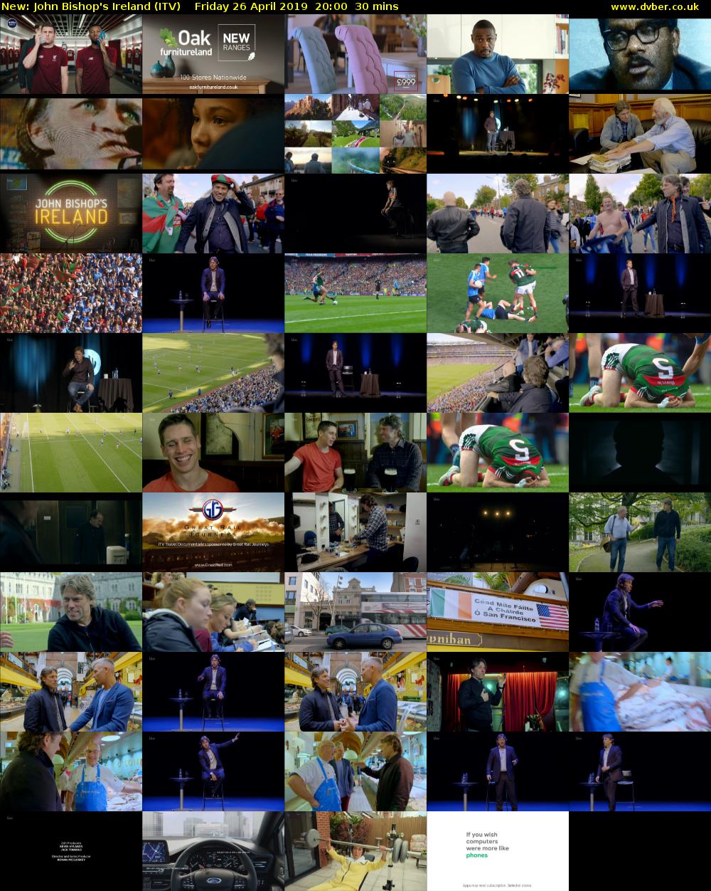 John Bishop's Ireland (ITV) Friday 26 April 2019 20:00 - 20:30