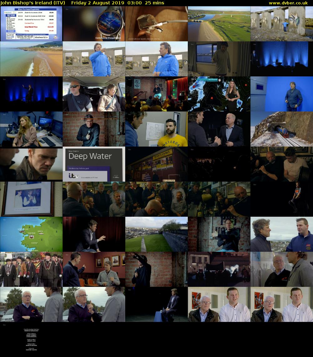 John Bishop's Ireland (ITV) Friday 2 August 2019 03:00 - 03:25