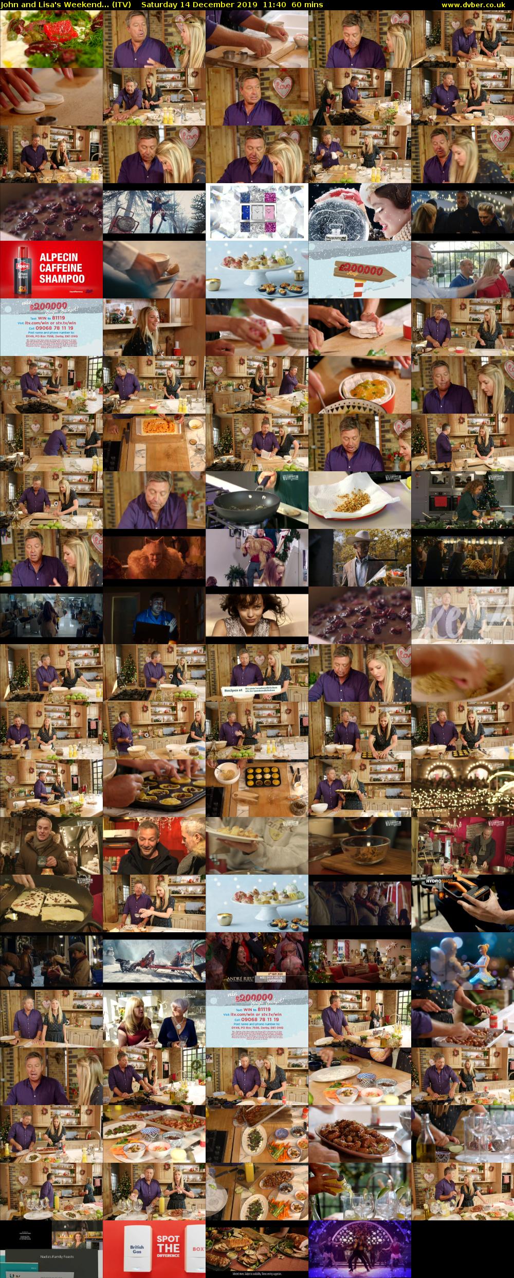 John and Lisa's Weekend... (ITV) Saturday 14 December 2019 11:40 - 12:40