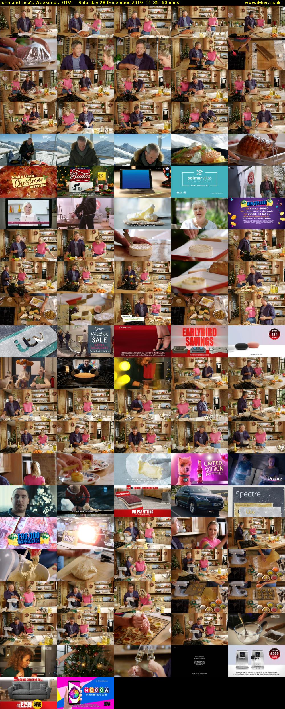 John and Lisa's Weekend... (ITV) Saturday 28 December 2019 11:35 - 12:35
