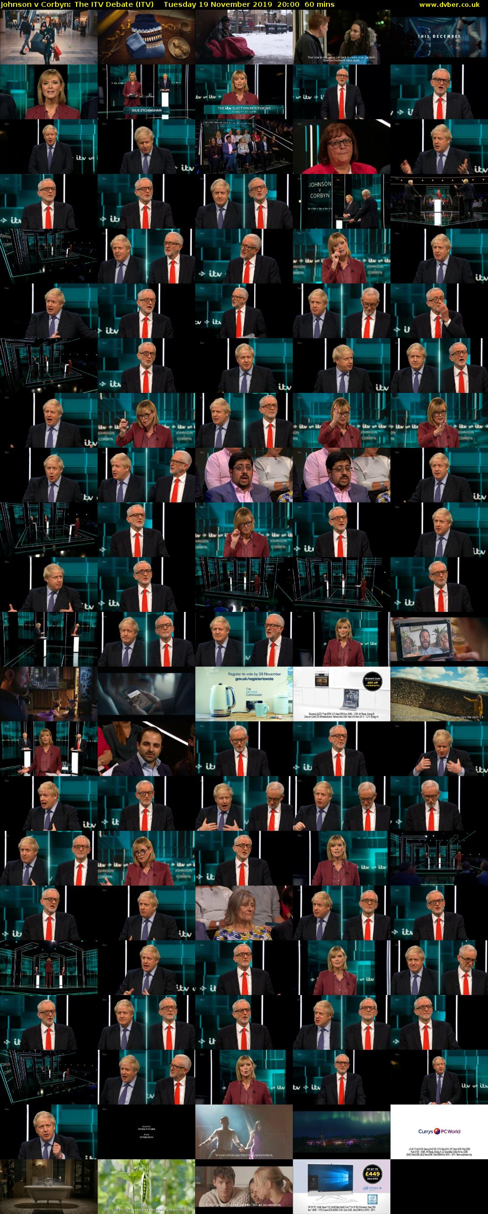 Johnson v Corbyn: The ITV Debate (ITV) Tuesday 19 November 2019 20:00 - 21:00