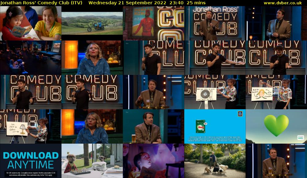 Jonathan Ross' Comedy Club (ITV) Wednesday 21 September 2022 23:40 - 00:05