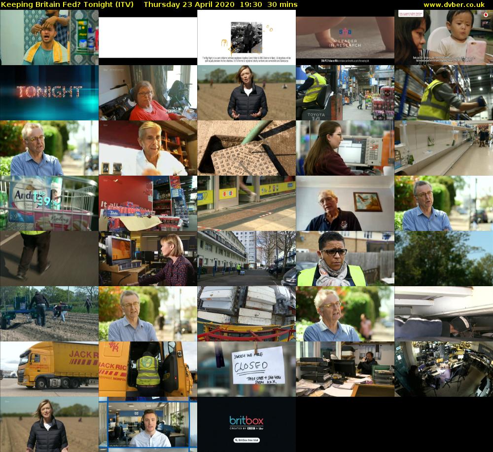Keeping Britain Fed? Tonight (ITV) Thursday 23 April 2020 19:30 - 20:00