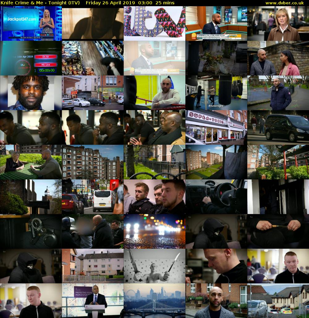 Knife Crime & Me - Tonight (ITV) Friday 26 April 2019 03:00 - 03:25