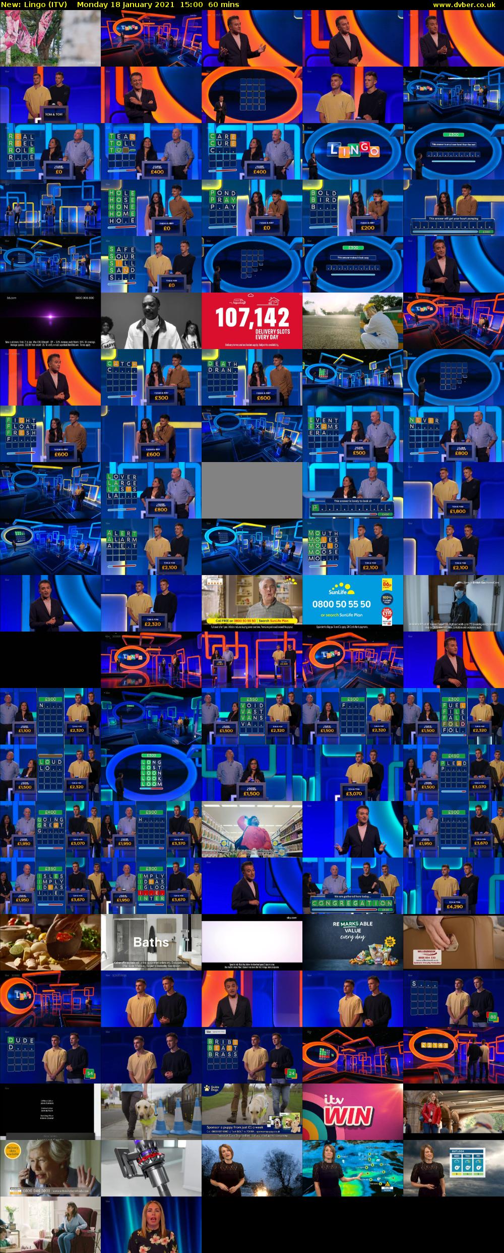 Lingo (ITV) Monday 18 January 2021 15:00 - 16:00