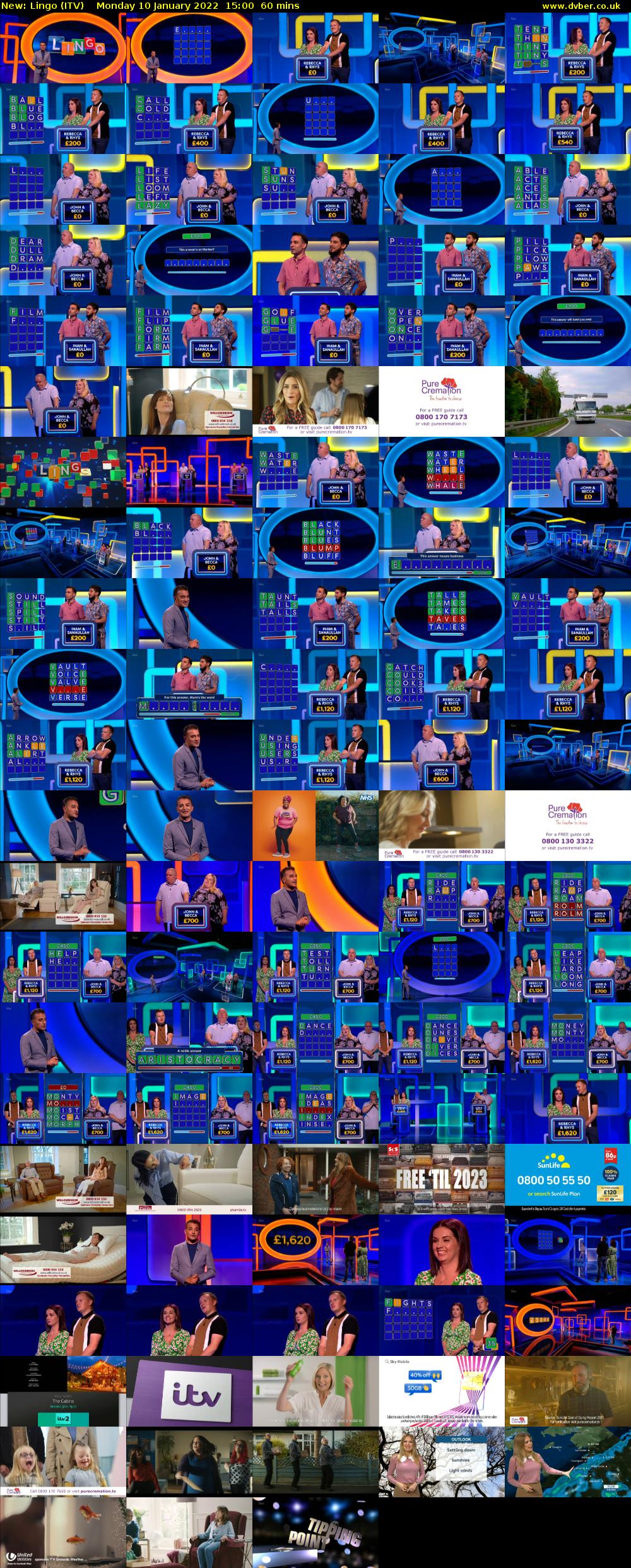 Lingo (ITV) Monday 10 January 2022 15:00 - 16:00