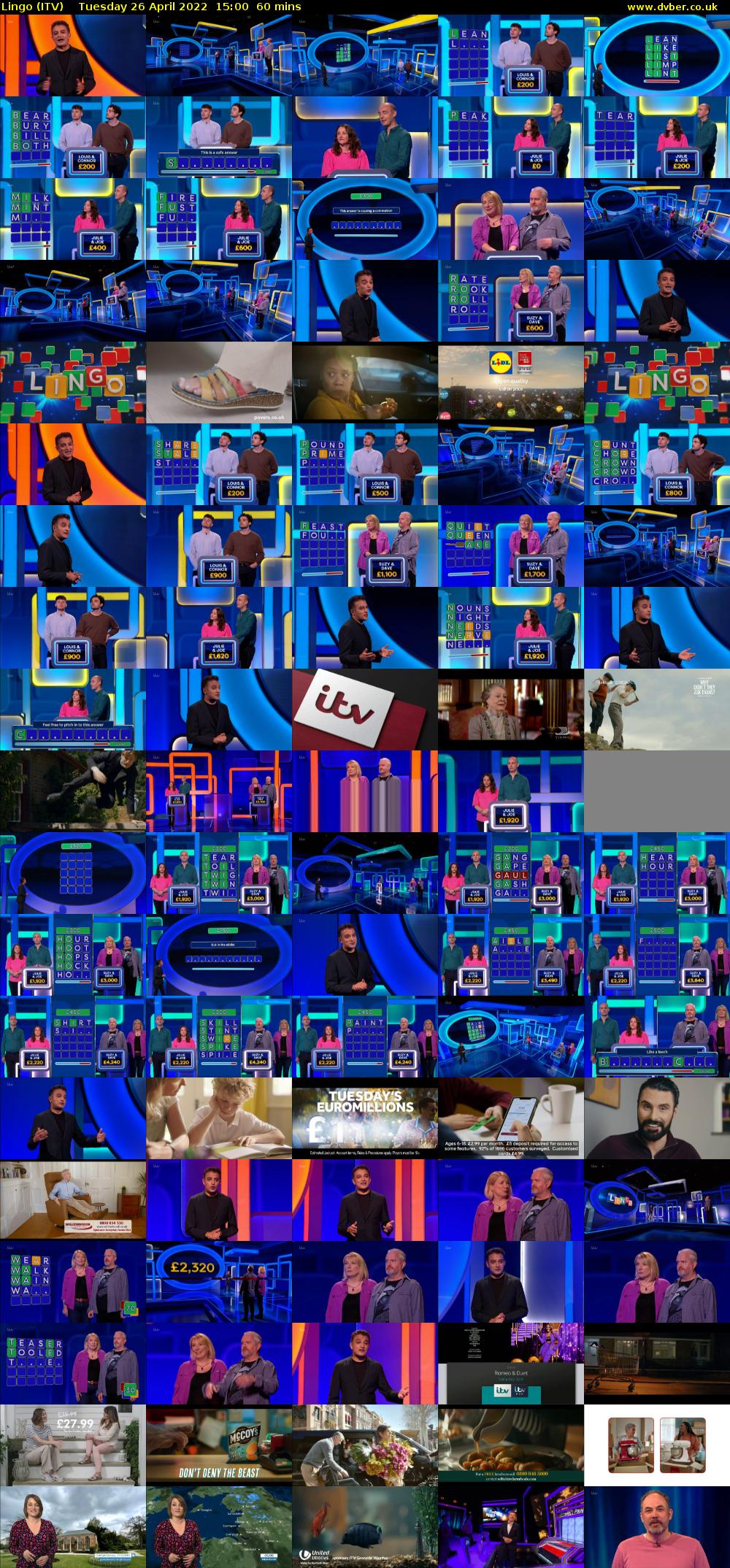 Lingo (ITV) Tuesday 26 April 2022 15:00 - 16:00
