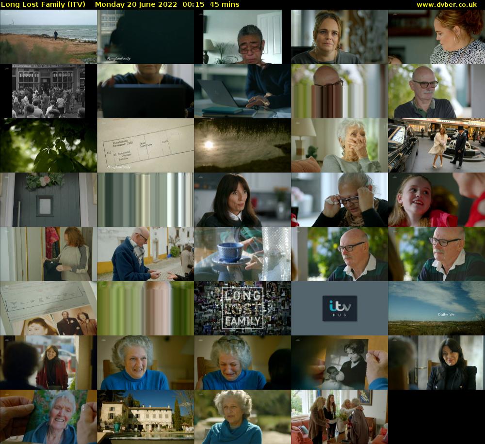 Long Lost Family (ITV) Monday 20 June 2022 00:15 - 01:00