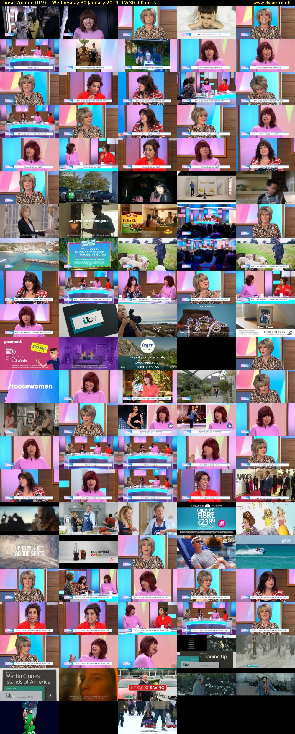 Loose Women (ITV) Wednesday 30 January 2019 12:30 - 13:30