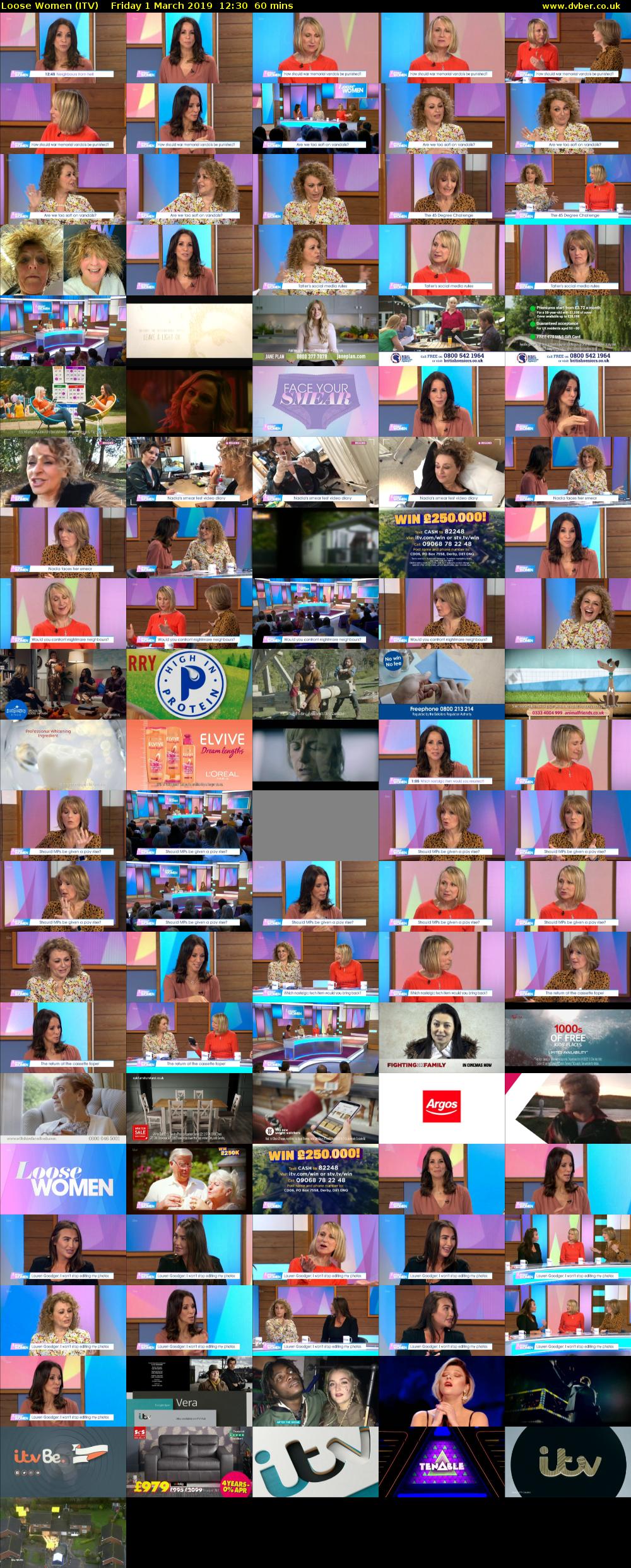Loose Women (ITV) Friday 1 March 2019 12:30 - 13:30