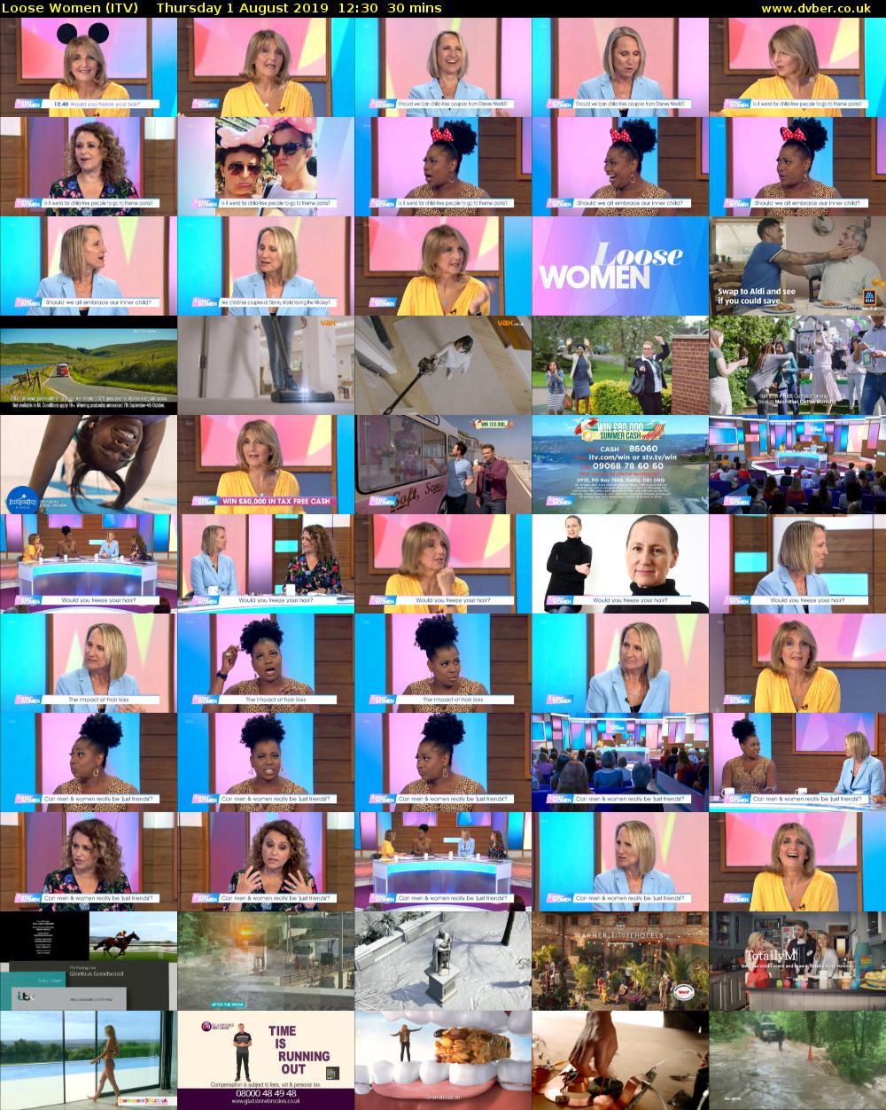 Loose Women (ITV) Thursday 1 August 2019 12:30 - 13:00