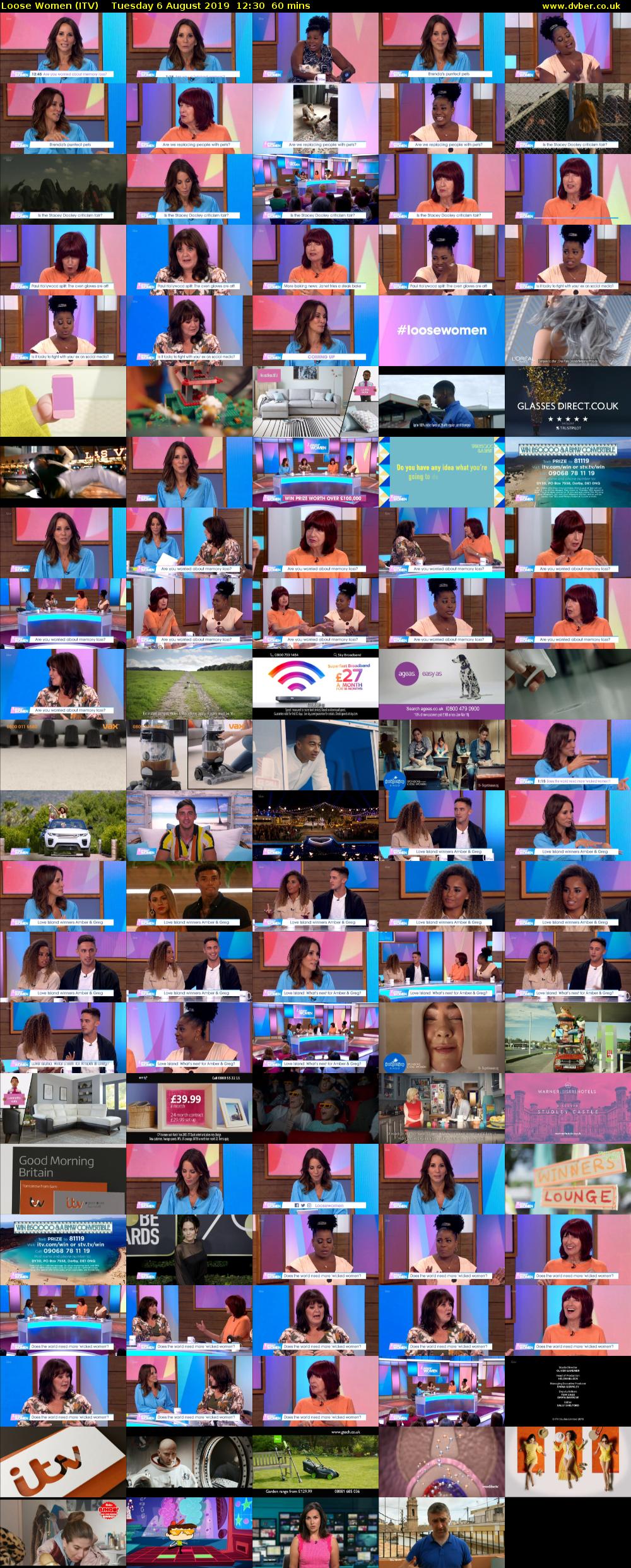 Loose Women (ITV) Tuesday 6 August 2019 12:30 - 13:30