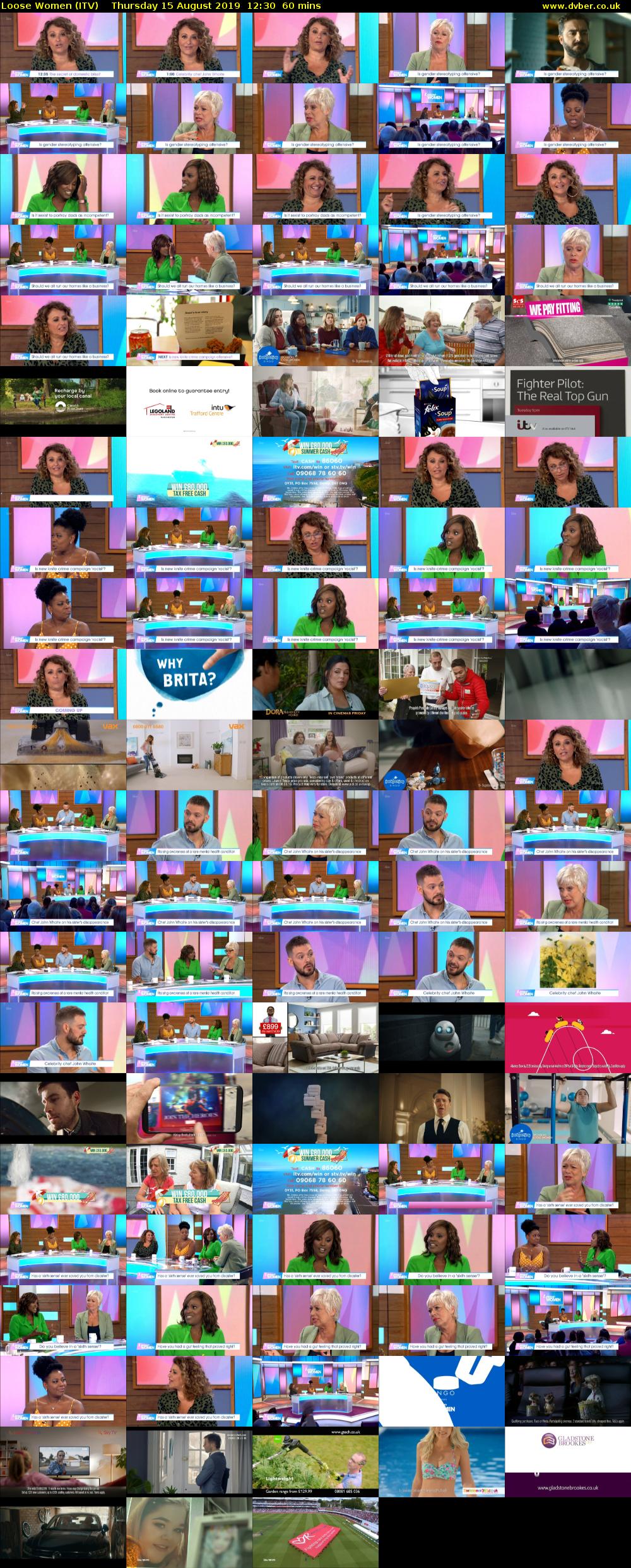 Loose Women (ITV) Thursday 15 August 2019 12:30 - 13:30