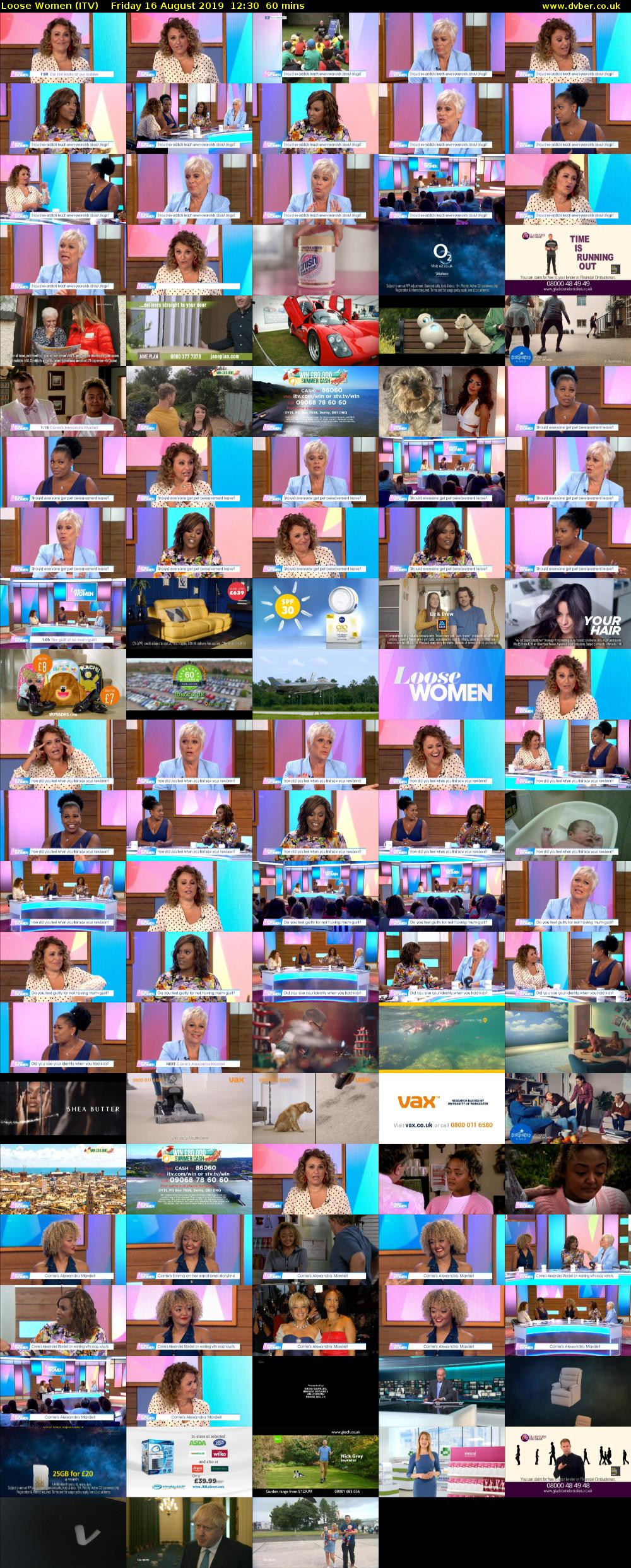 Loose Women (ITV) Friday 16 August 2019 12:30 - 13:30