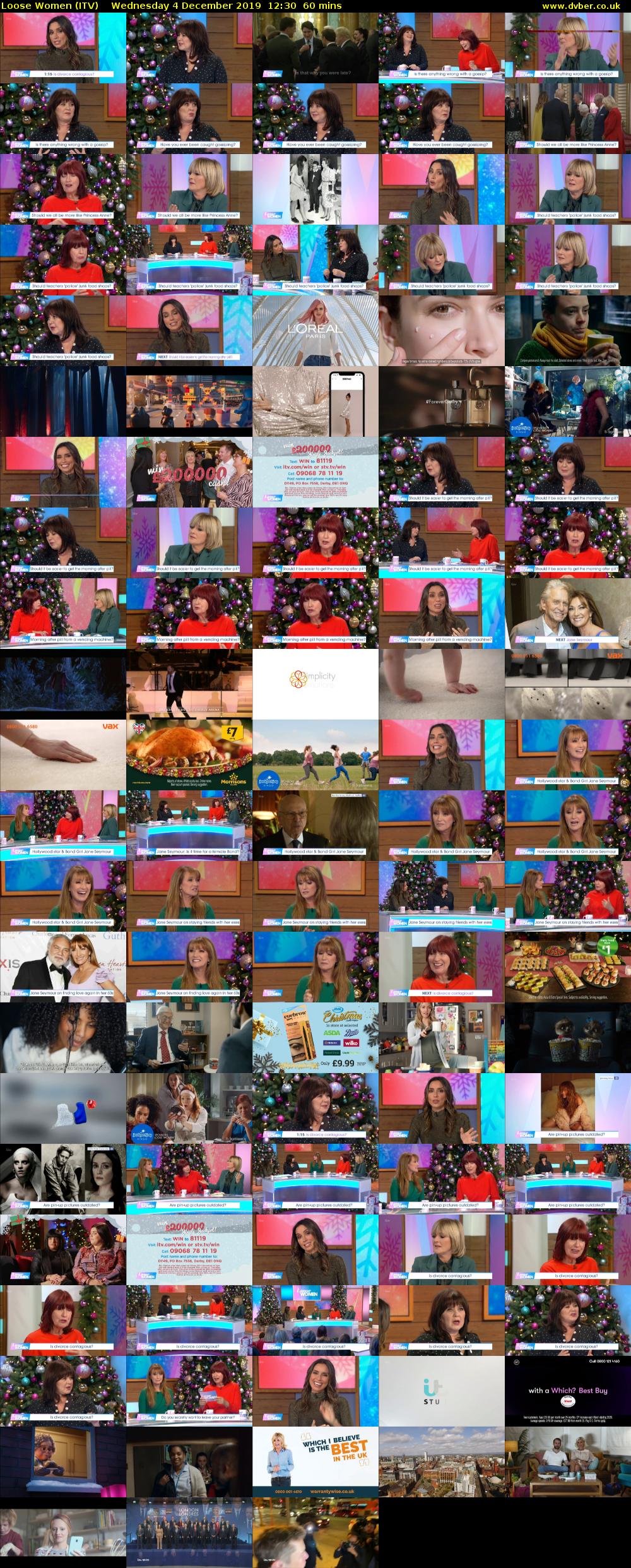 Loose Women (ITV) Wednesday 4 December 2019 12:30 - 13:30