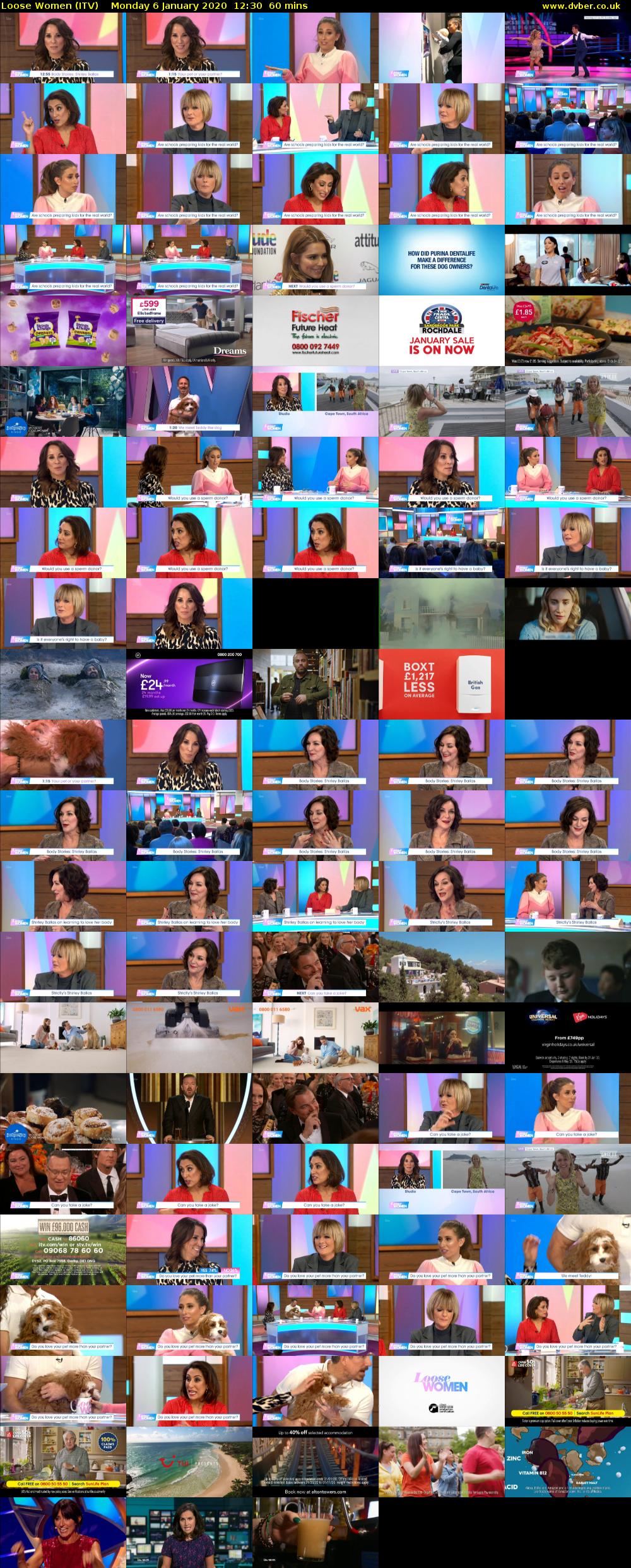 Loose Women (ITV) Monday 6 January 2020 12:30 - 13:30