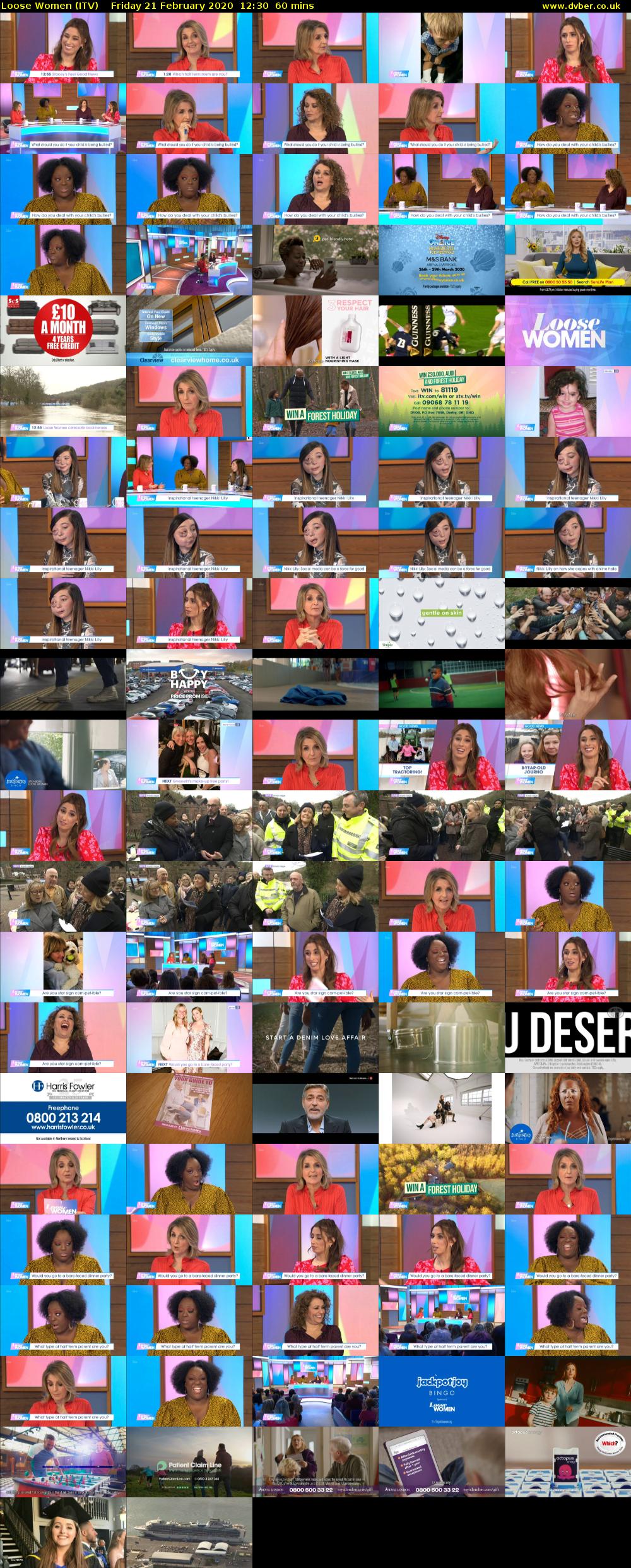 Loose Women (ITV) Friday 21 February 2020 12:30 - 13:30