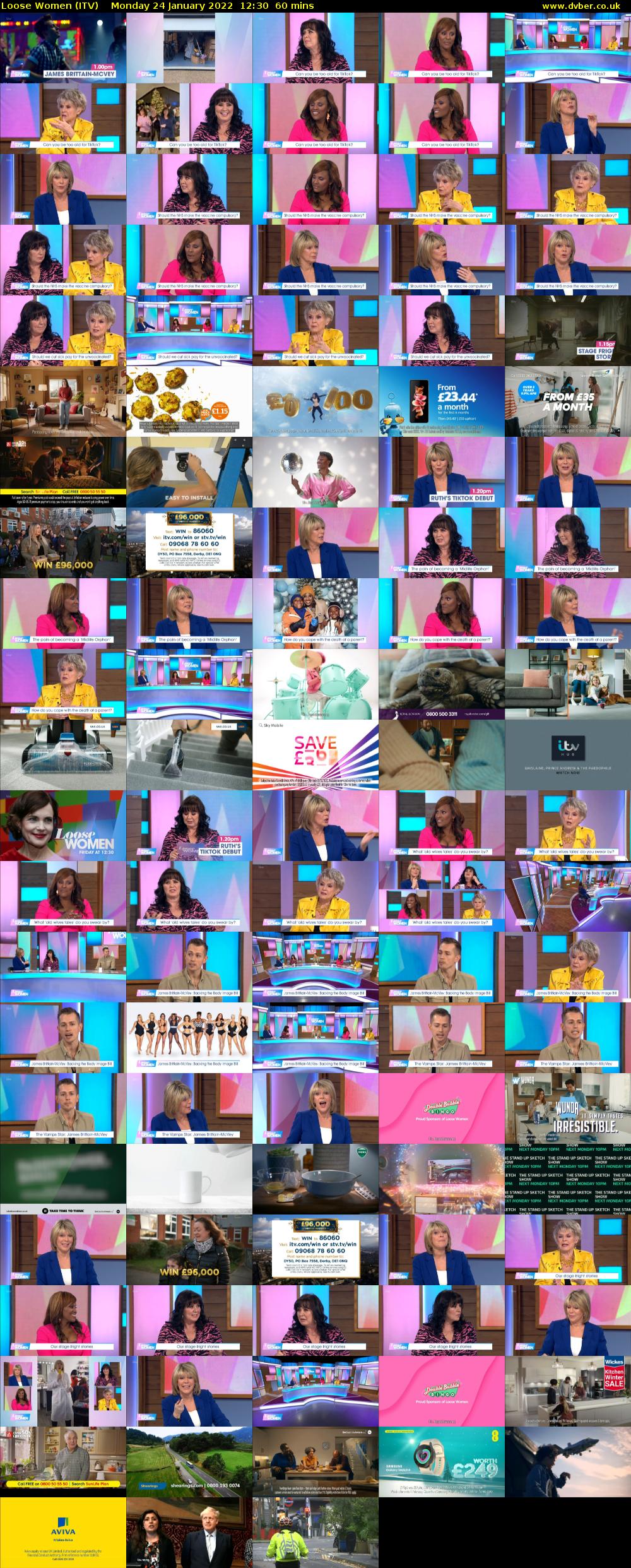 Loose Women (ITV) Monday 24 January 2022 12:30 - 13:30