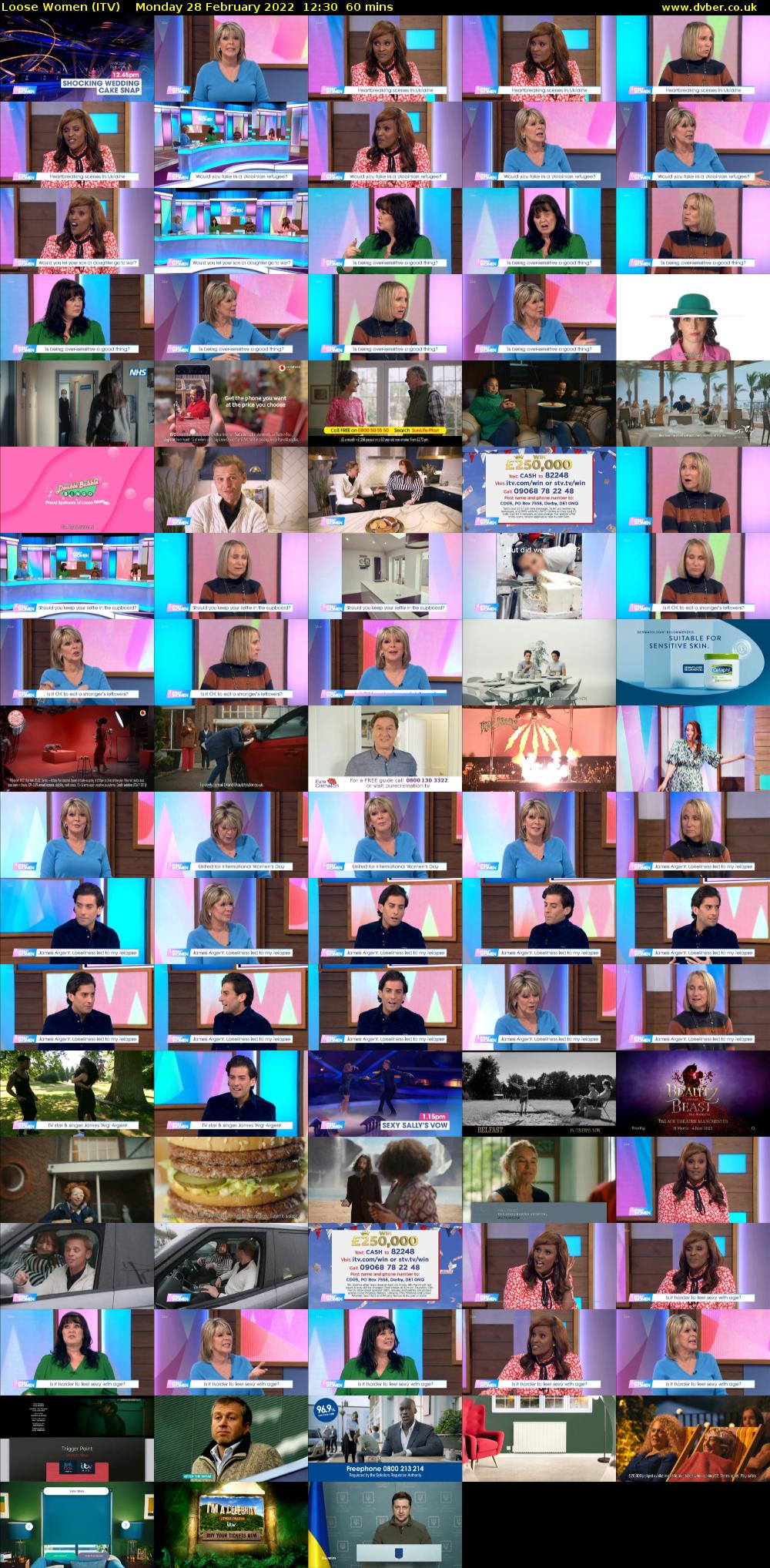 Loose Women (ITV) Monday 28 February 2022 12:30 - 13:30