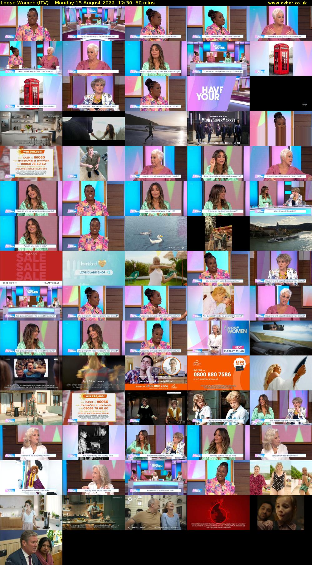 Loose Women (ITV) Monday 15 August 2022 12:30 - 13:30